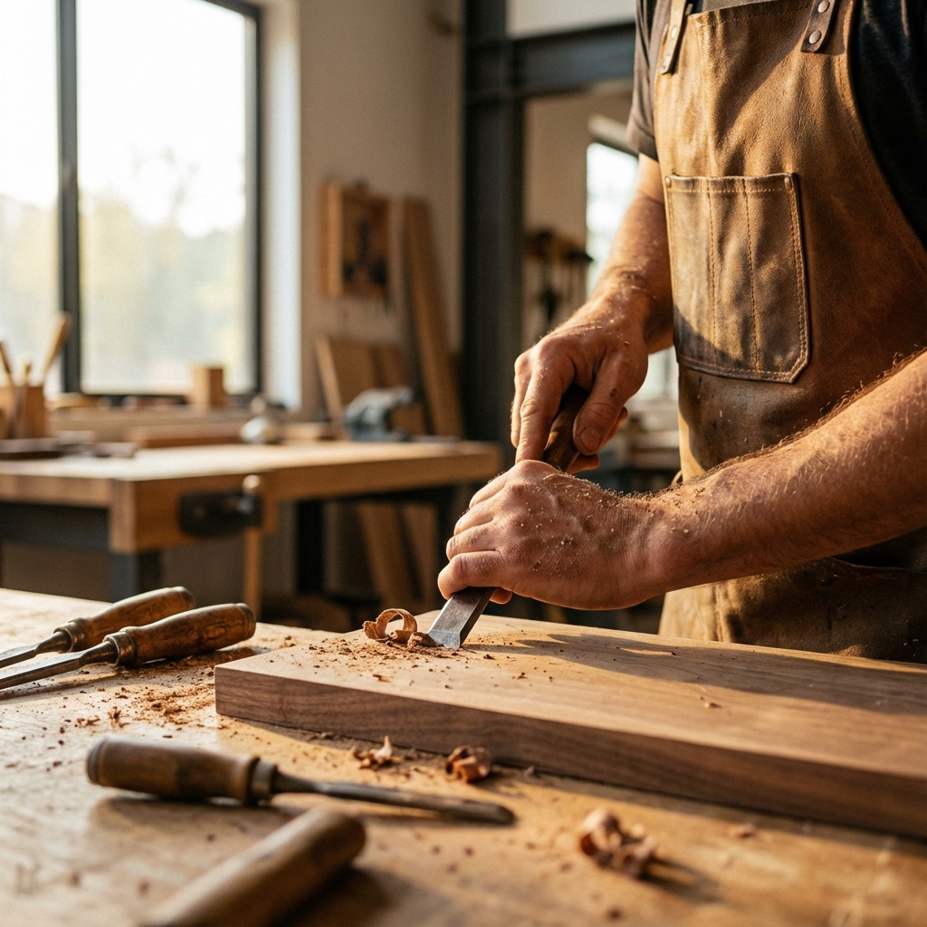 Craftsman working on furniture